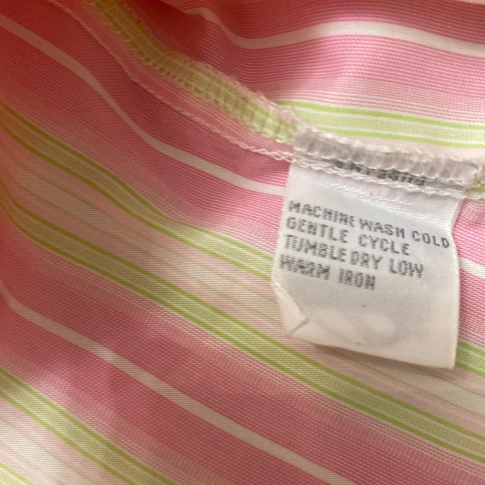 Foxcroft Non-Iron fitted stretch striped button up shirt Size 10 - Picture 13 of 15